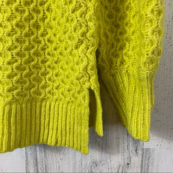 Anthropologie Bia Mock Neck Alpaca Blend Tunic Sweater in Neon Chartreuse XSMALL - Picture 8 of 13